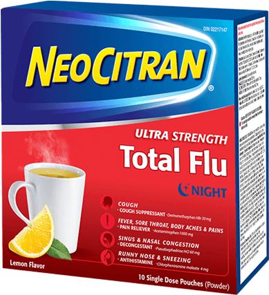 A Box Of Neocitran® Ultra Strength Total Flu Night - Neocitran Ultra Strength Total Flu (469x444), Png Download