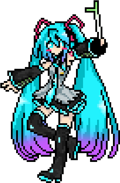 Monokuma - Miku Hatsune Pixel Art (456x642), Png Download