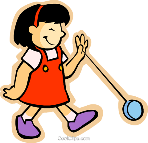Little Girl With A Yo-yo Royalty Free Vector Clip Art - Play With A Yoyo (480x463), Png Download