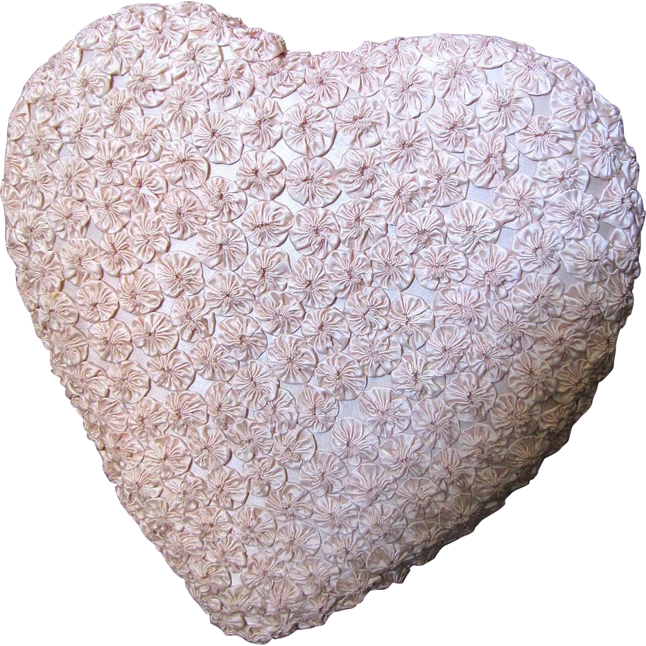 Romantic Vintage Pink Heart Yoyo Pillow - Heart (932x932), Png Download