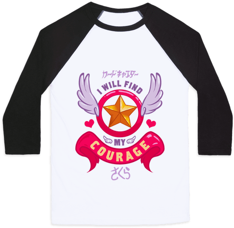 I Will Find My Courage Baseball Tee - Sakura Card Captor T Shirt (484x484), Png Download
