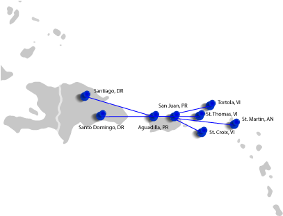 Caribbean Route Map - Map (414x319), Png Download
