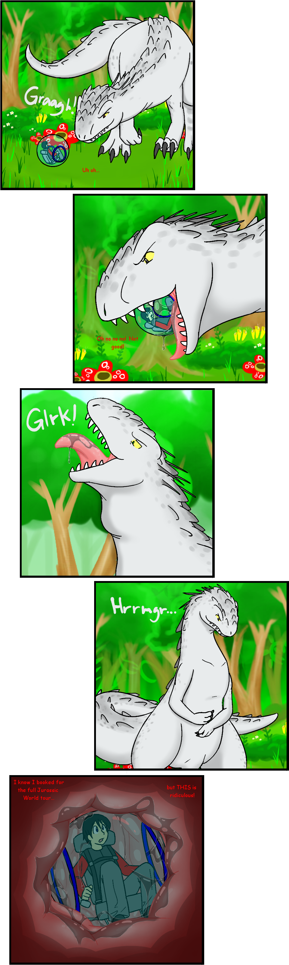 Little Ronak Commission - Indominus Rex T Rex Vore (1000x3224), Png Download