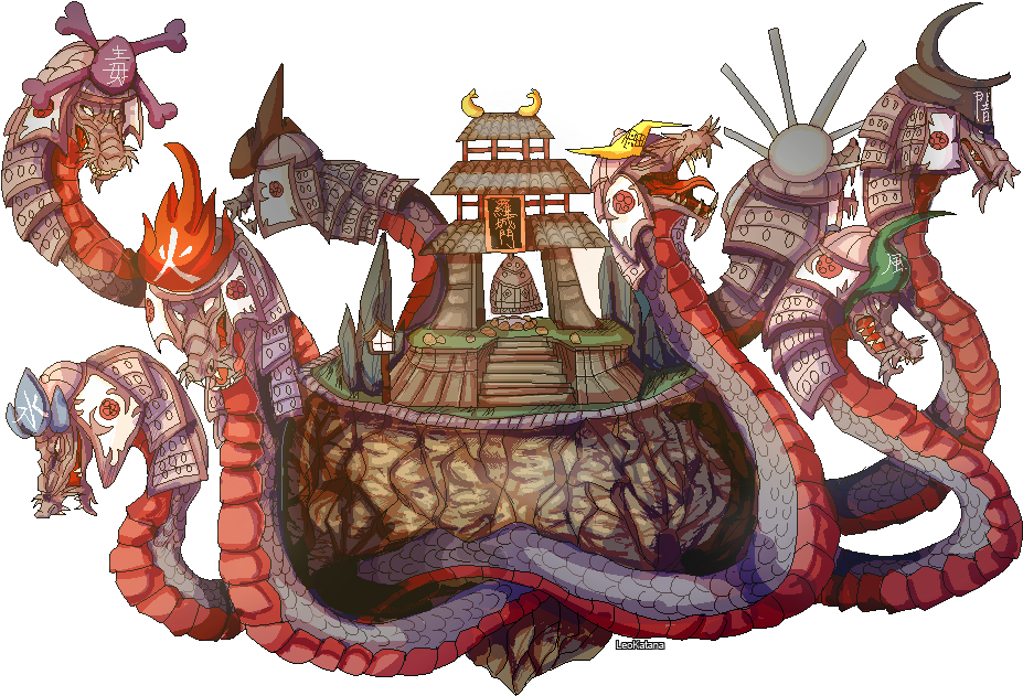 =okami= Orochi Pixel By Leokatana On Deviantart - Orochi Okami Fan Art (1000x650), Png Download