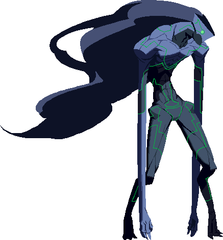 Mitsuru As Leo Whitefang Akihiko As Azrael (blazblue) - Merkava Under Night Super Gif (437x469), Png Download