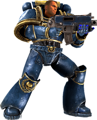 Sm Bolter Hero 3 - Space Marine Transparent (313x385), Png Download