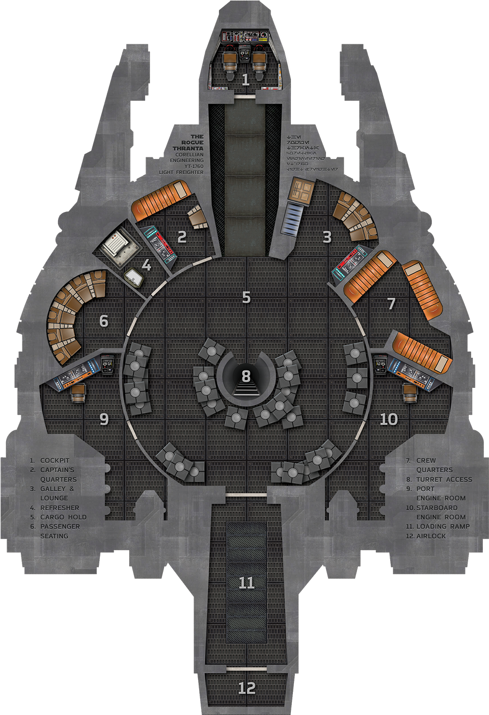Star Wars Rpg, Nave Star Wars, Star Trek, Star Wars - Yt 1760 Deck Plans (1000x1480), Png Download