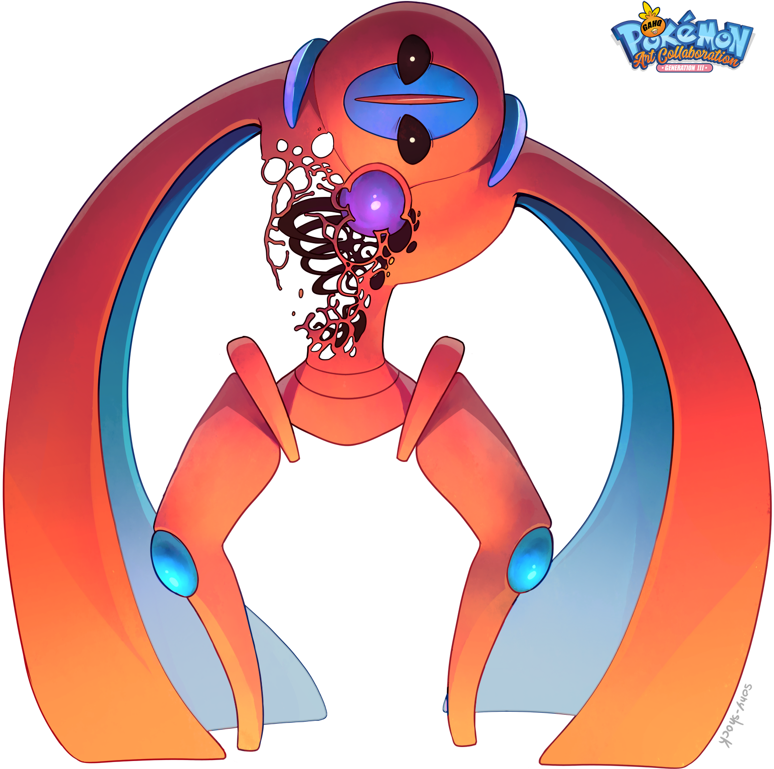 #386 Deoxys In Our Pokemon Generation Iii Art Tribute - Art (1617x1607), Png Download