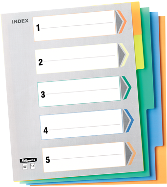 Index Tabs - 5 Tabs - Fellowes Index Tabs - 5 Tabs (quantity 1st) (435x500), Png Download