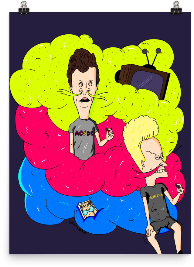 'cloudy Day With Beavis & Butthead' Poster - Beavis And Butt-head (1000x1000), Png Download