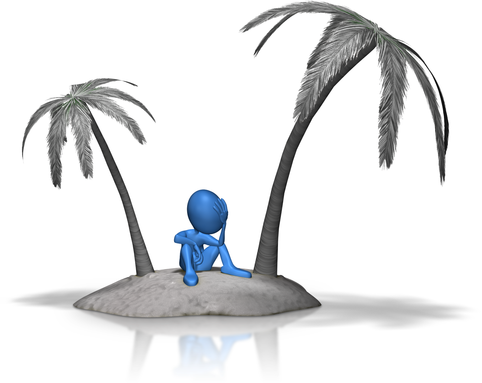 Stuck On Island 1600 Clr - Stick Figure Stranded On Island (1600x1294), Png Download