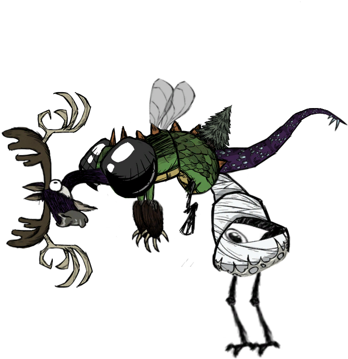 An Unholy Conglomerate Of Don't Starve Mobs - Cartoon (1000x1000), Png Download