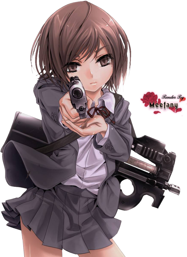 Gunslinger Girl - Sad Anime Girl Gun (797x1003), Png Download