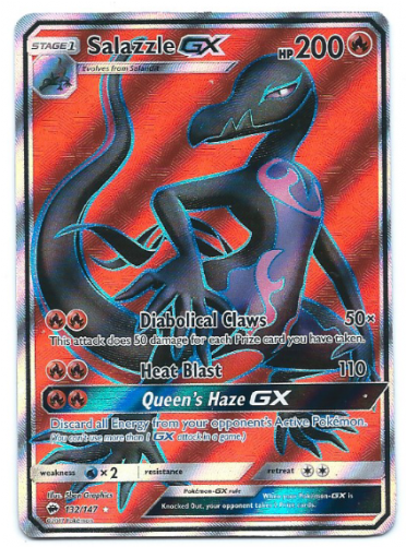 Salazzle Gx Full Art Pokemon Card Sun And Moon Burning (500x500), Png Download