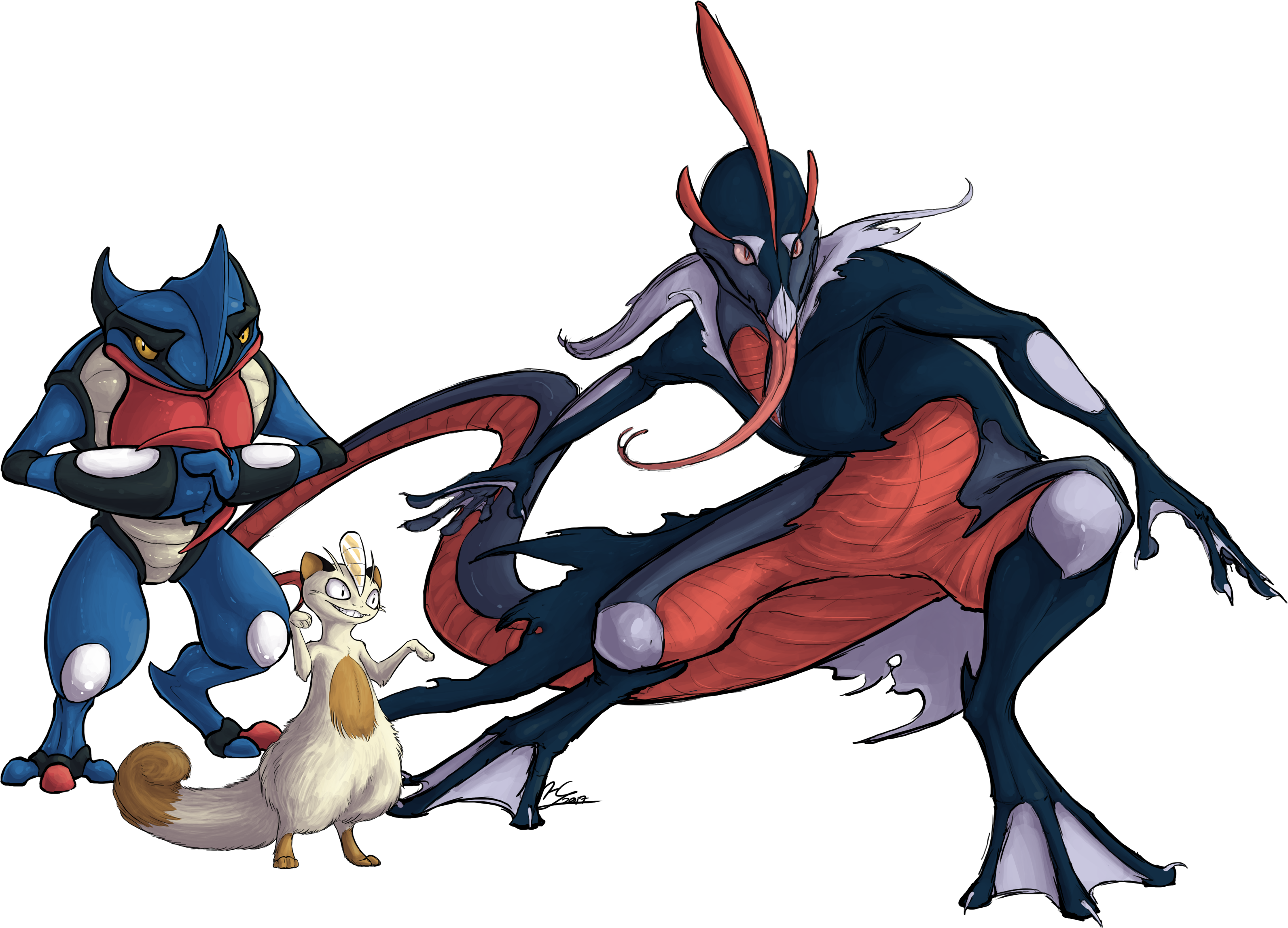 Pokemon Fusion Commission - Greninja Toxicroak (3337x2328), Png Download