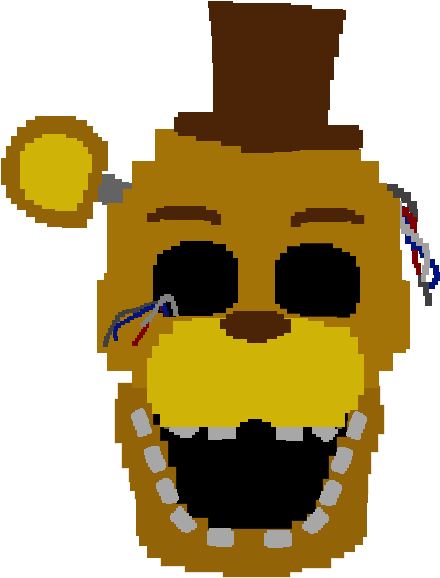 Artwork8-bit Withered Golden Freddy Head - Golden Freddy 8 Bit (495x686), Png Download