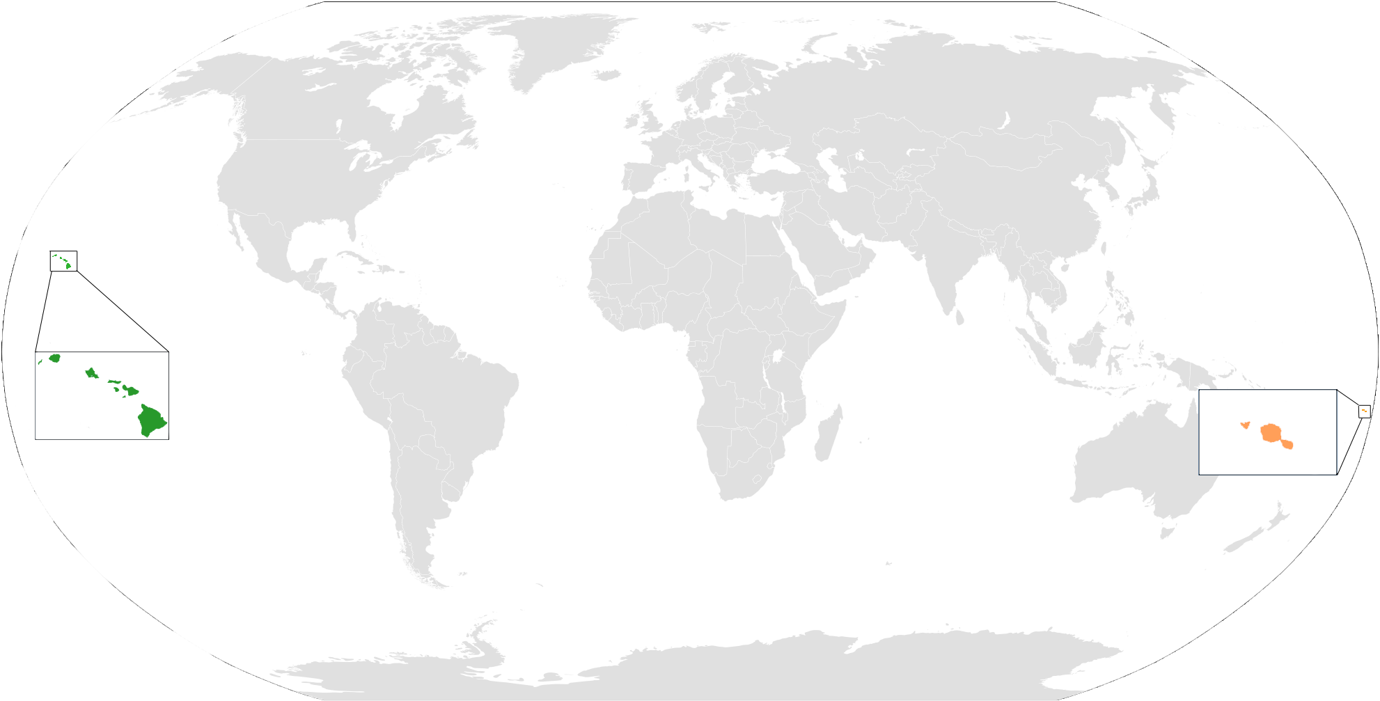Tahiti Hawaii Locator - Map (1982x1007), Png Download