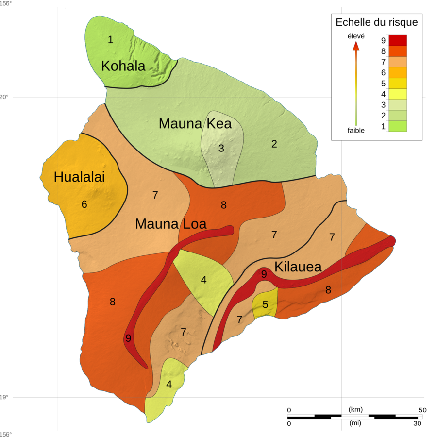 Volcanes De Hawaii Mapa Clipart Mauna Loa Kohala Map - Hazard Map (900x900), Png Download