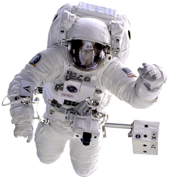 Space Station Clip Art, Cosmonaut In Outer Space Clip - Astronaut In Space (355x378), Png Download