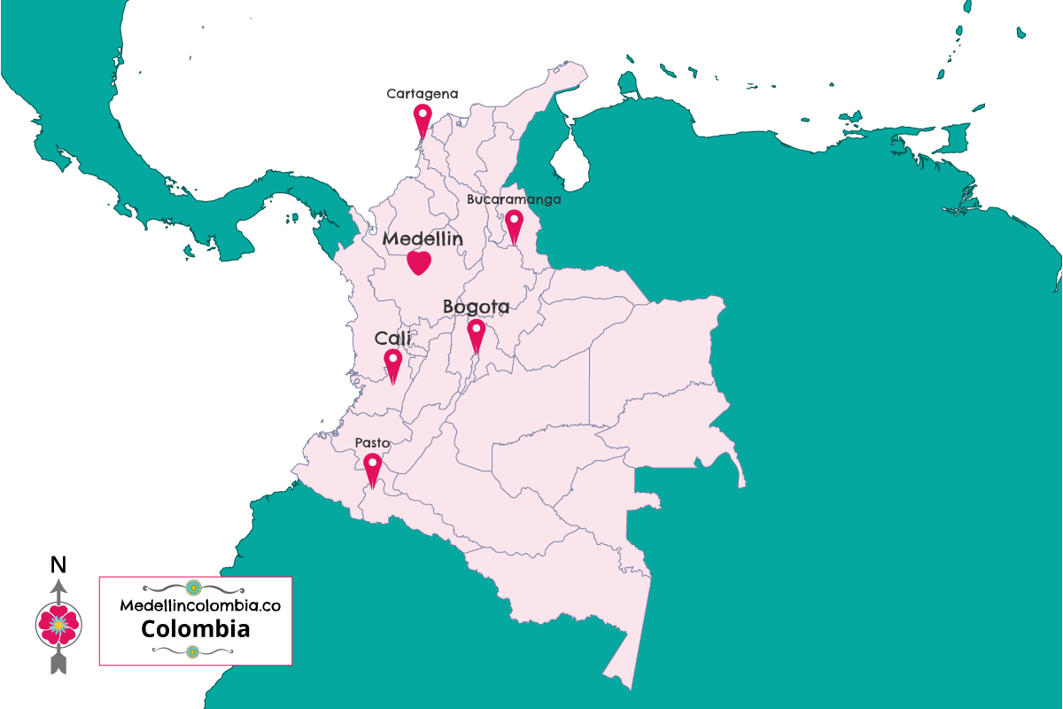 Where Is Colombia - Medellin Colombia On A Map (1200x800), Png Download