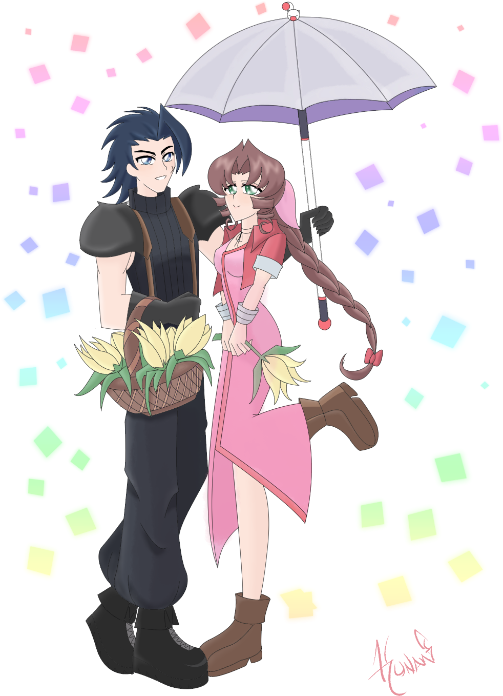 “ Umbrella Couple Returning From An Afternoon To Sell - Umbrella (1022x1373), Png Download