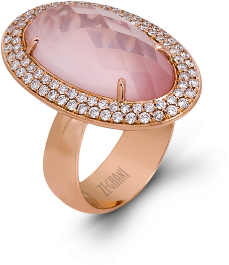 14kr Ring With Rose Quartz And Diamonds - Quartz (600x600), Png Download
