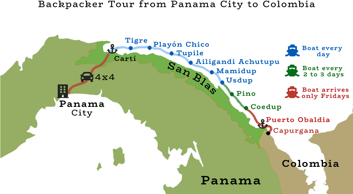 Map Of Panama To Colombia Tour - Puerto Obaldia Map (1140x642), Png Download