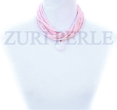 Women Handcrafted Pearl Rose Quartz Necklace Made In - Circle (386x361), Png Download