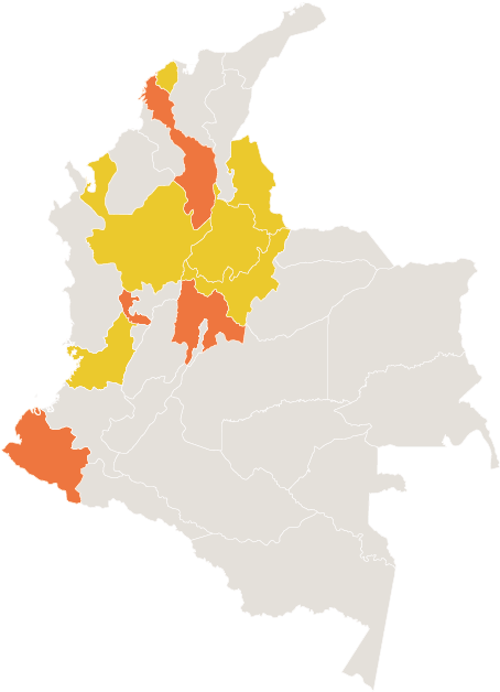 Proficiency By Region And City - Free Map Of Colombia (834x834), Png Download