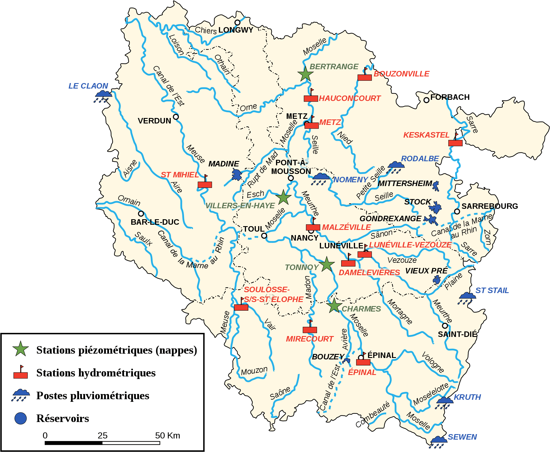 Click On The Lorraine Hydrologic Map - Lorraine Maps (1950x1604), Png Download