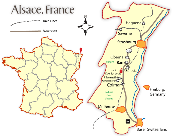 Alsace France Map - Alsace France On Map (576x454), Png Download