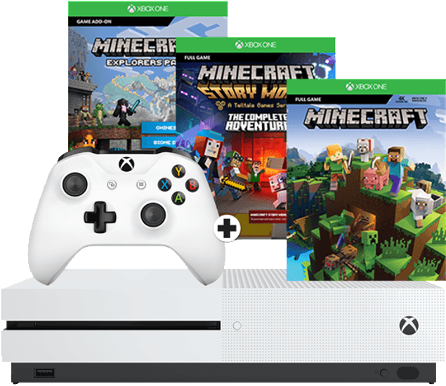 Microsoft Xbox One S 500 Gb Minecraft, Minecraft - Xbox One S 1tb Minecraft Limited Edition Console Bundle (786x587), Png Download