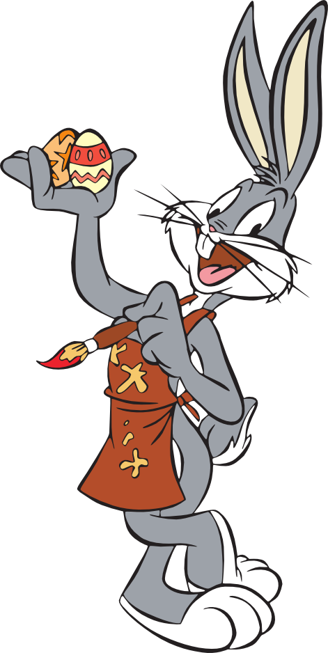 Bugs Painting Easter Eggs Gloveless - Bugs Bunny Easter Drawings (471x938), Png Download