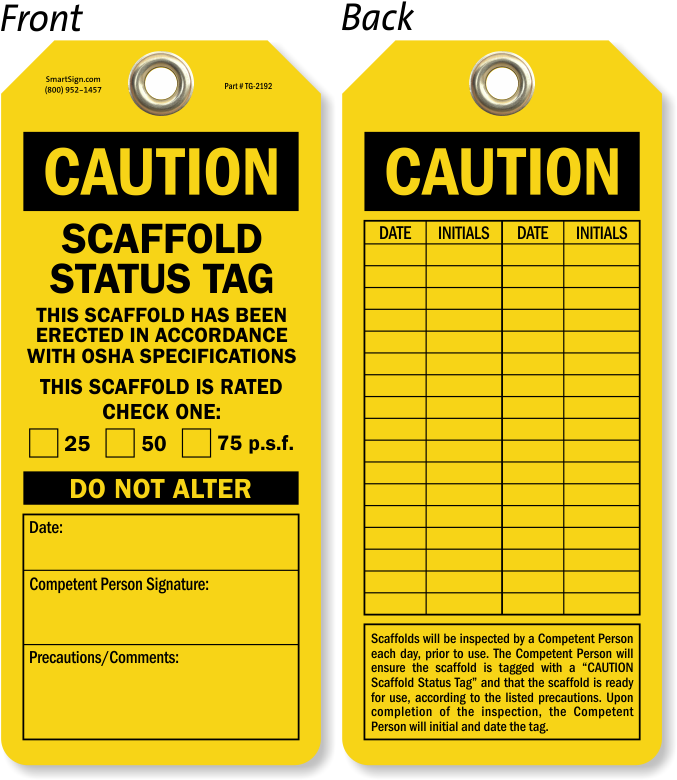 Caution Scaffold Status Tag - Do Not Operate, Heavy Duty 15 Mil Thick Vinyl Tag, (800x800), Png Download