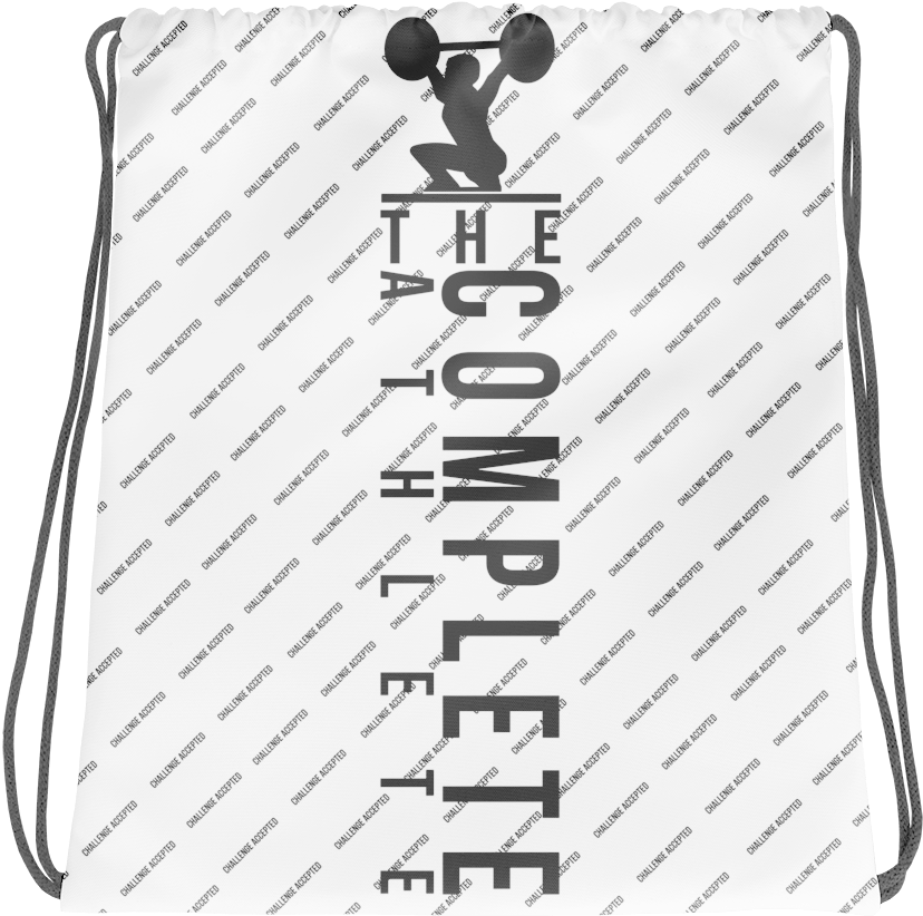 {white} The Complete Athlete "challenge Accepted" Drawstring (1000x1000), Png Download