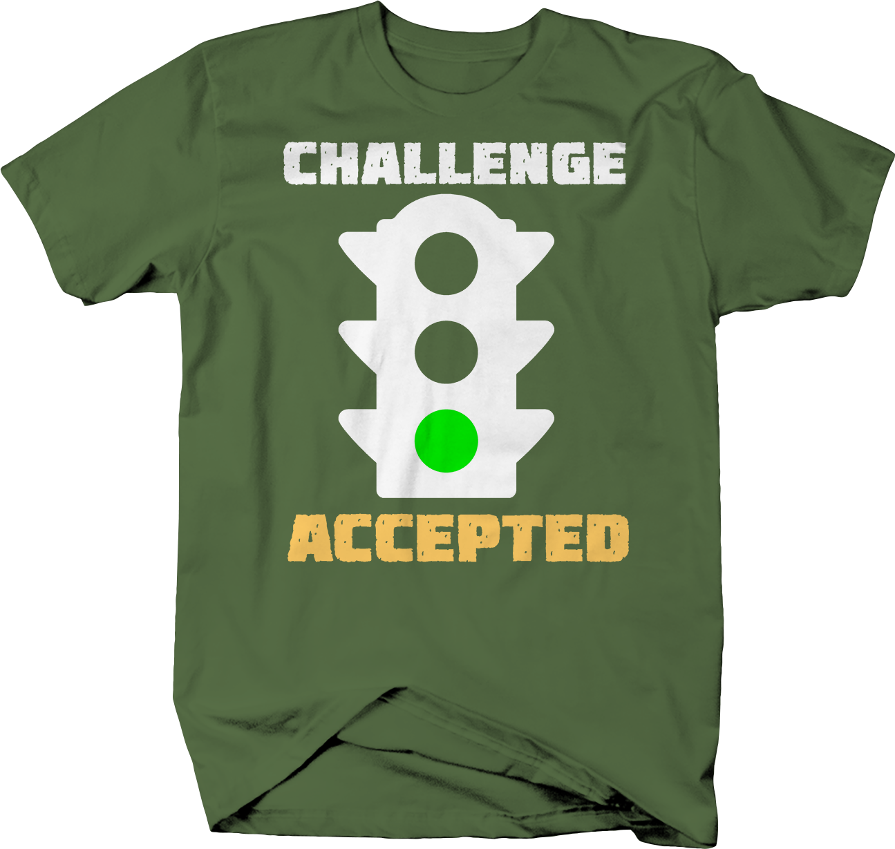 Challenge Accepted Traffic Green Light Racing T Shirt (1295x1229), Png Download