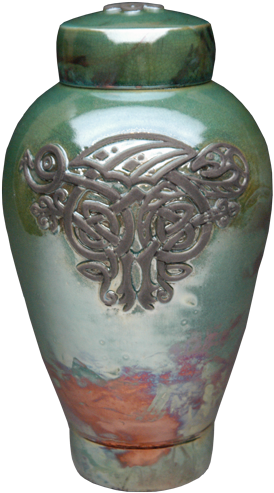 Raku Urn With Intricate Celtic Dragon Design - Celtic Cremation Urns (500x500), Png Download
