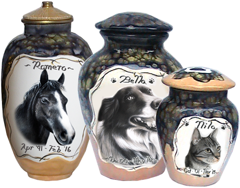 Charcoal Pet Portrait Available In 3 Urn Styles - Urn (500x500), Png Download