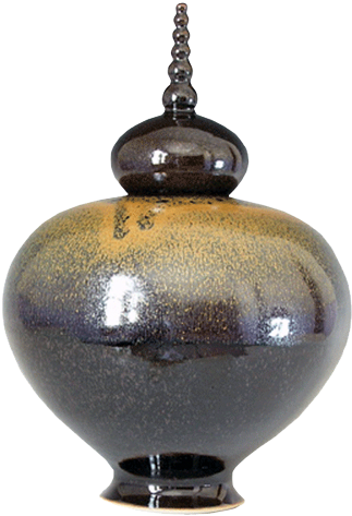 Blue Black And Brown Speckled Glazed Ceramic Urn With - Ceramic (500x500), Png Download