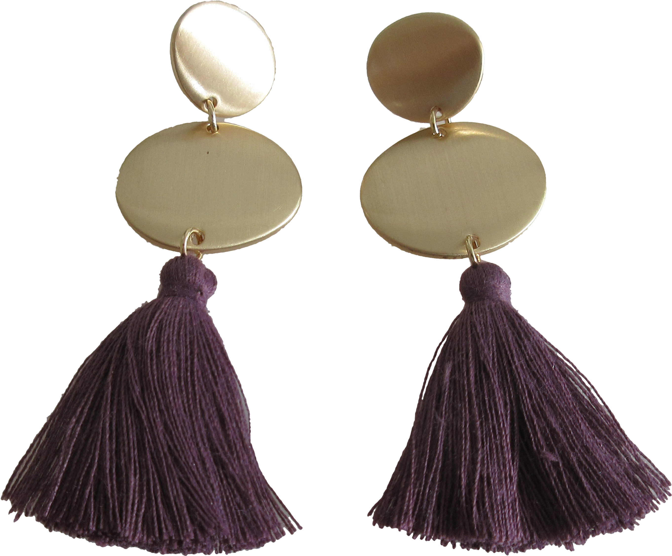 Time And Tru Wine Gold Circle Earring With Thread Tassel - Earrings (3000x3000), Png Download