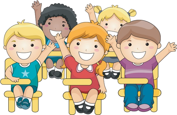 Cute Png Mart - Students Raising Hands Clipart (600x400), Png Download