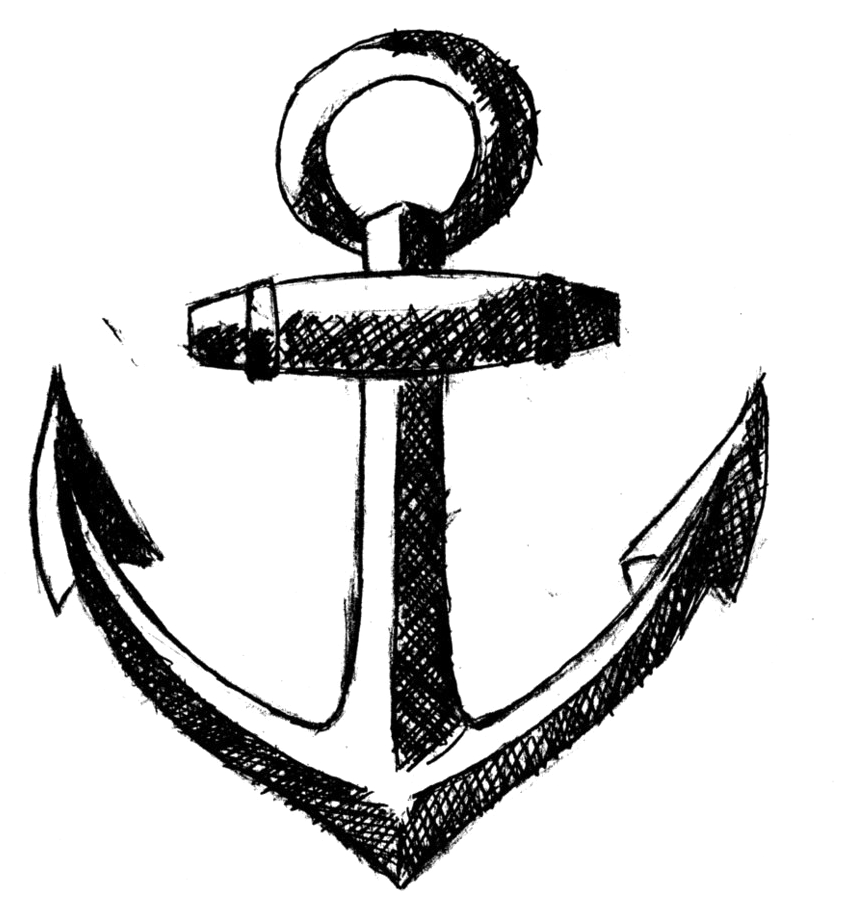 Anchor Png Photo - Anchor Drawing Black And White (867x921), Png Download