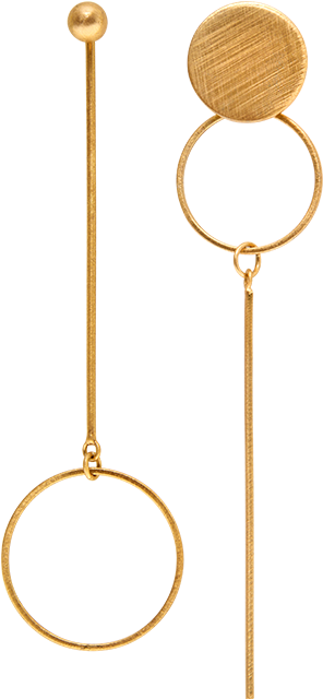 Gold Circle And Plates Earring - Earring (1000x1000), Png Download