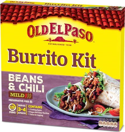 Beef And Bean Chilli Burrito Kit - Old El Paso Burrito Kit (800x450), Png Download