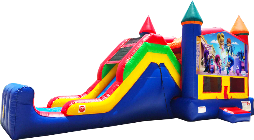 Need Shimmer And Shine Themed Plates, Napkins And Party - Pj Mask Bounce House (864x792), Png Download