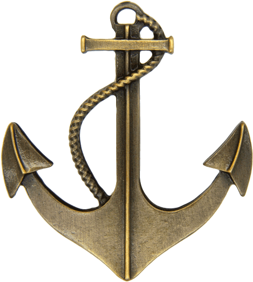 Anchor Pin 3d, Antique Gold - Gold (600x600), Png Download