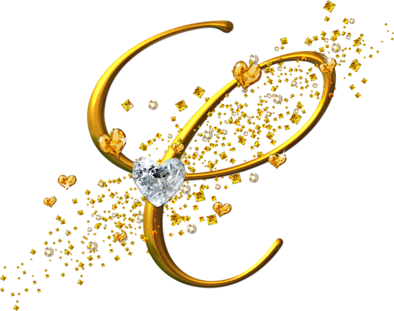 Alfabeto Dorado Con Corazones - Letra C Dorado Png (572x452), Png Download