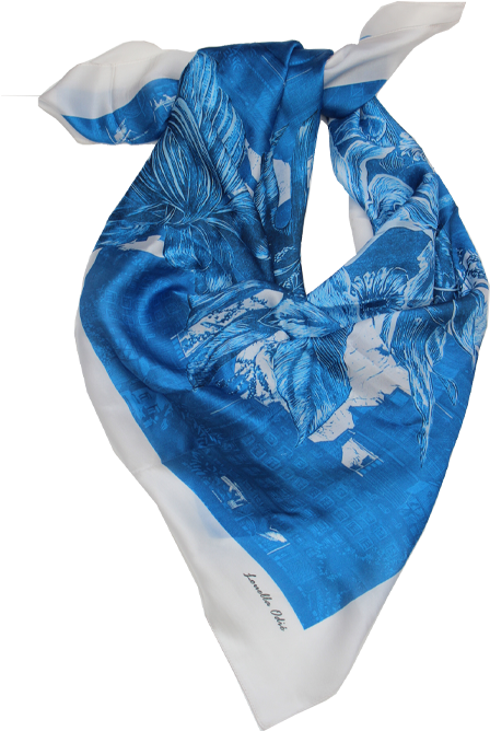 Blue Bouquet Silk Scarf Silk Square - Silk (600x800), Png Download