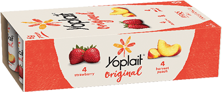 Original Strawberry And Harvest Peach - Yoplait Yogurt Cup Nutrition Facts (433x433), Png Download
