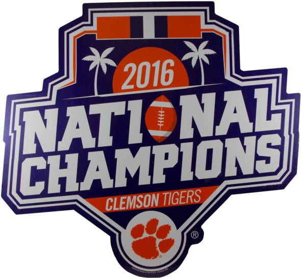Clemson University National Champions Wooden Sign - Clemson 2016 National Champions Decal 4" (600x563), Png Download